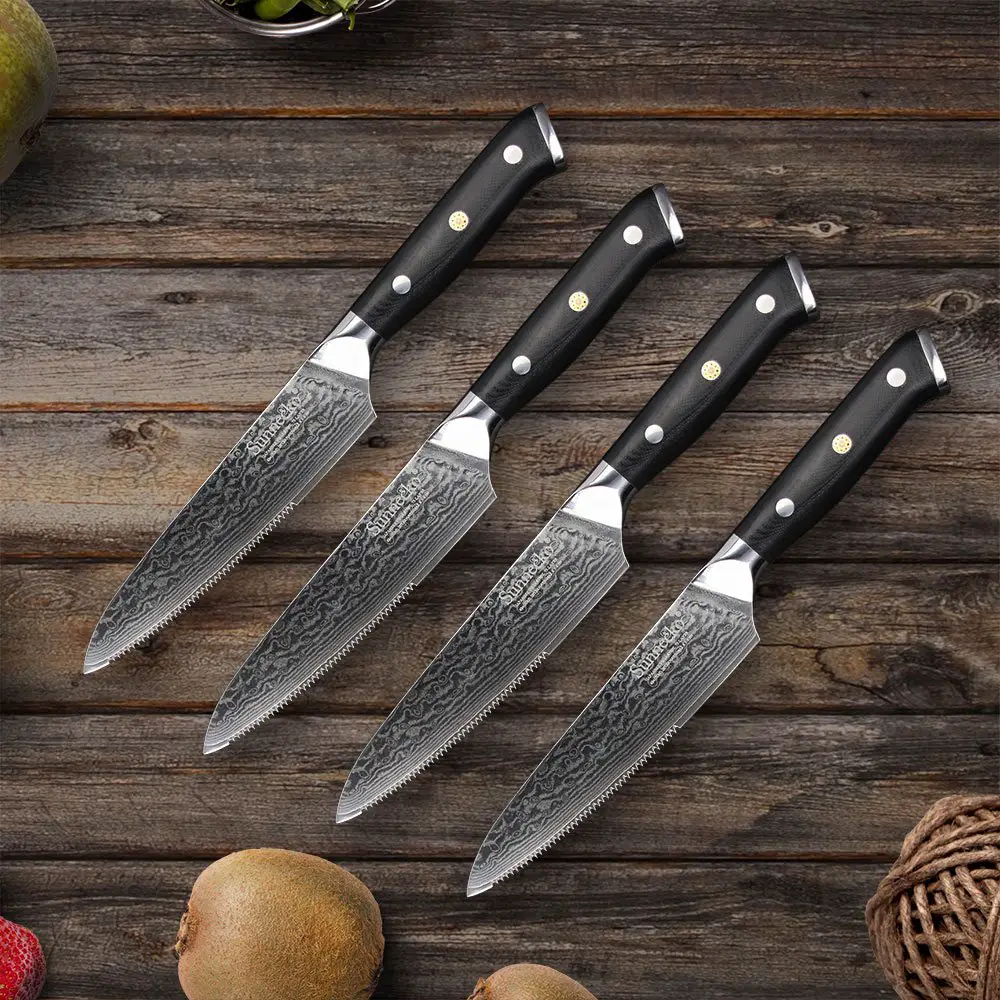 4PCS 5"  Steak Knife Sets Japanese VG10 Damascus Kitchen Chef 