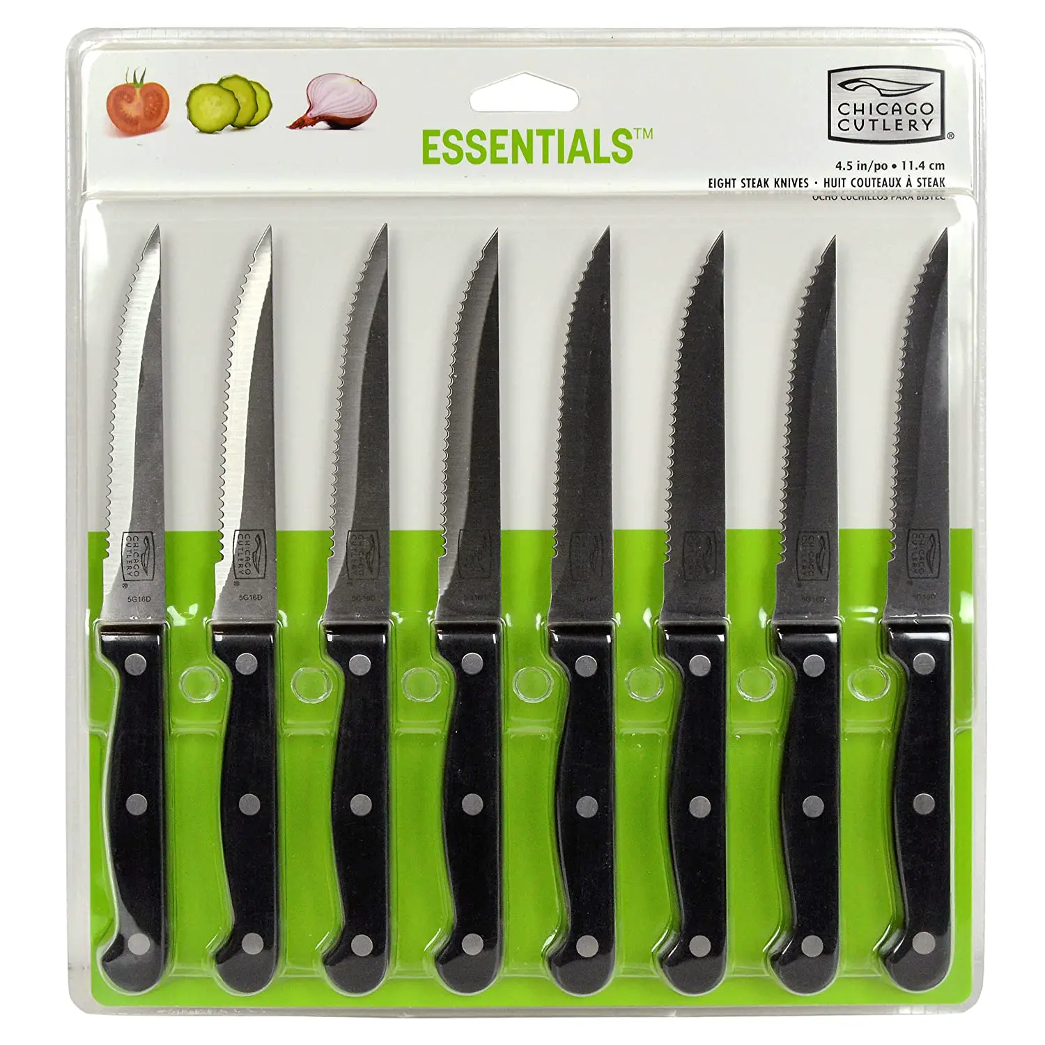 Amazon.com: Chicago Cutlery 8pc Essentials Serrated Stainless Steel ...