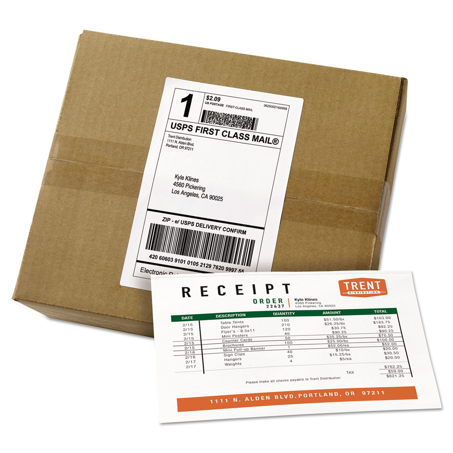 Avery® Shipping Labels with Paper Receipt Bulk Pack, 5 1/16 x 7 5/8 ...