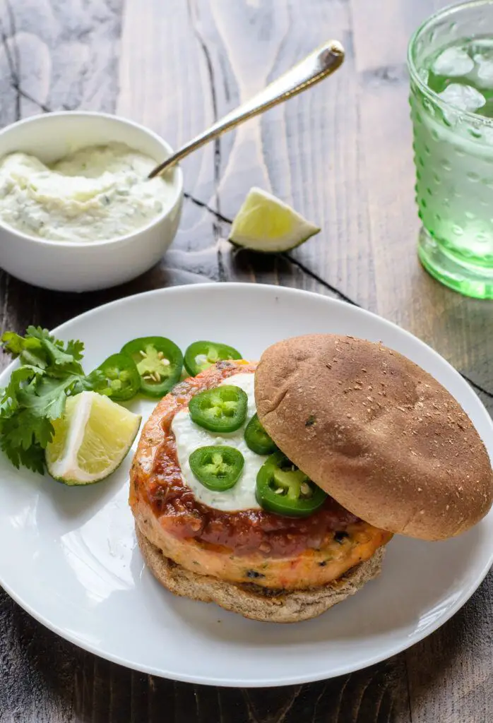 Aztec Salmon Burgers with Whipped Lime Feta  Omaha Steaks