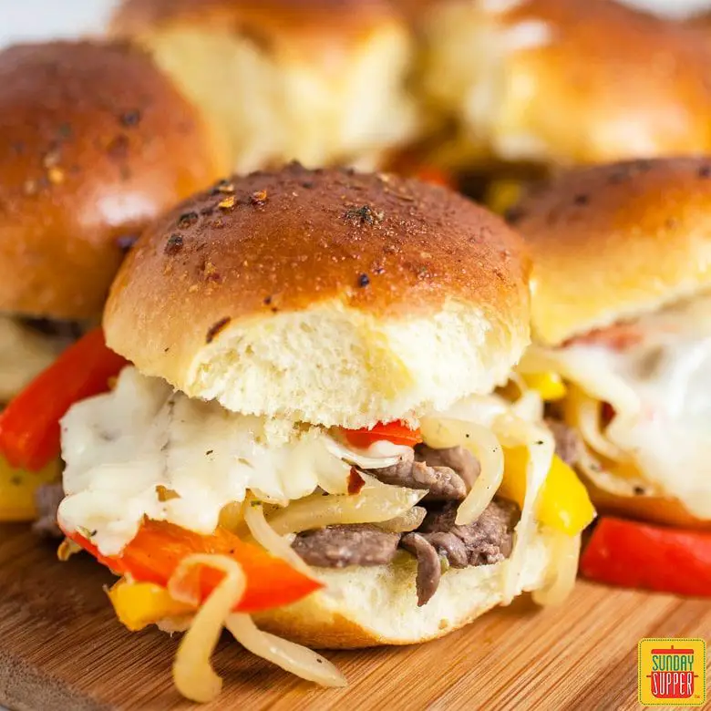 Baked Philly Cheese Steak Sliders are the PERFECT football party finger ...