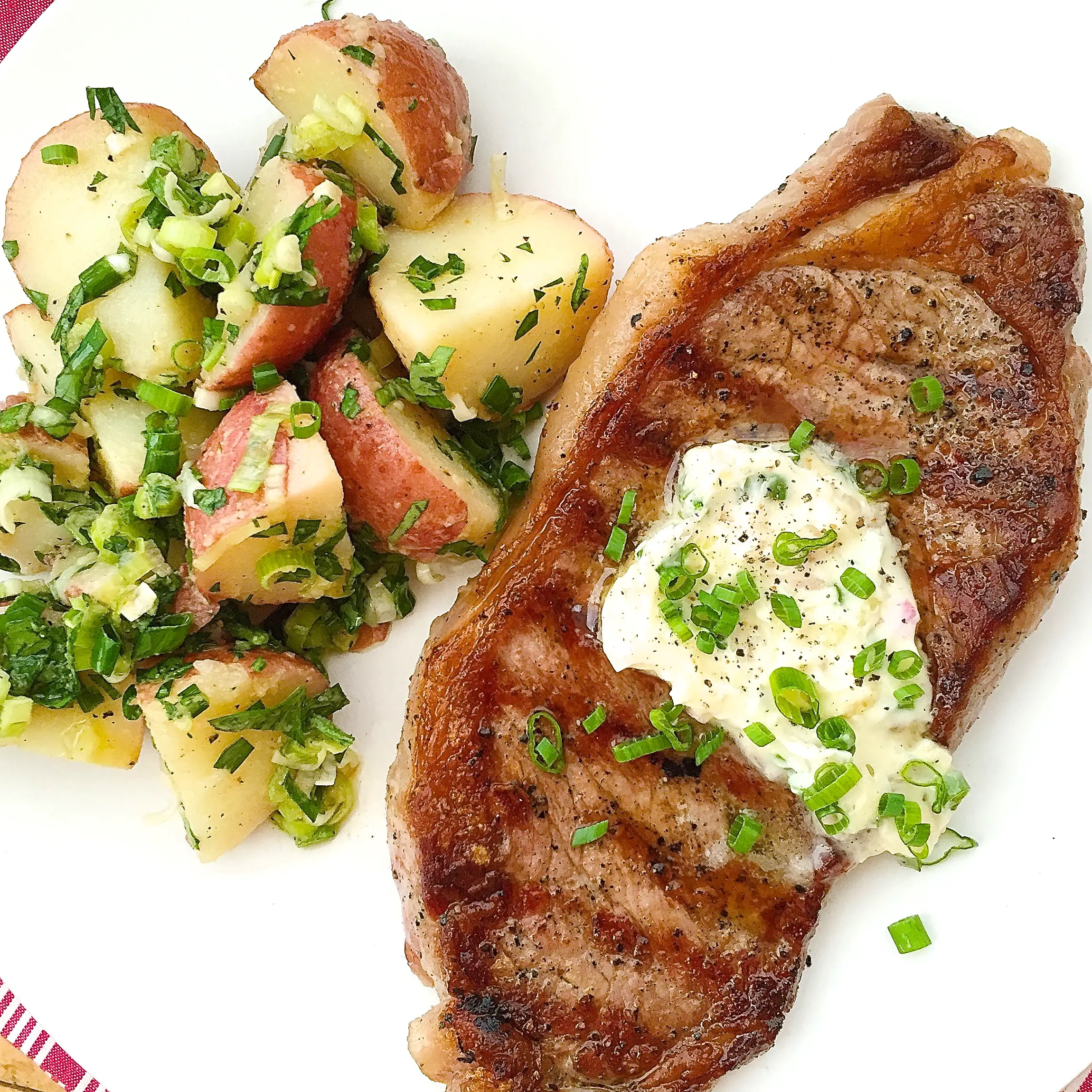 Best Grilled Steaks with Garlic Chive Butter and French