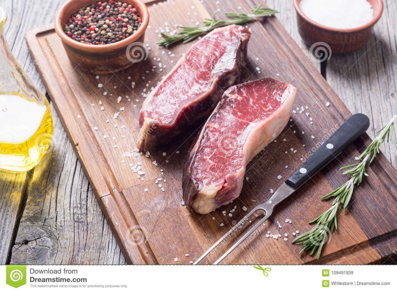 Dry aged New York steak stock image. Image of medium ...
