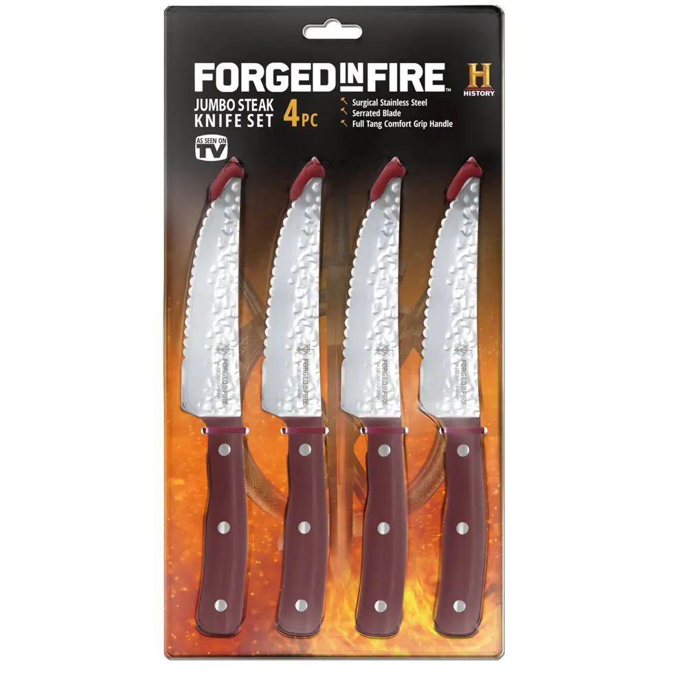 Forged In Fire Jumbo 4pc Steak Knife Set, As Seen on TV