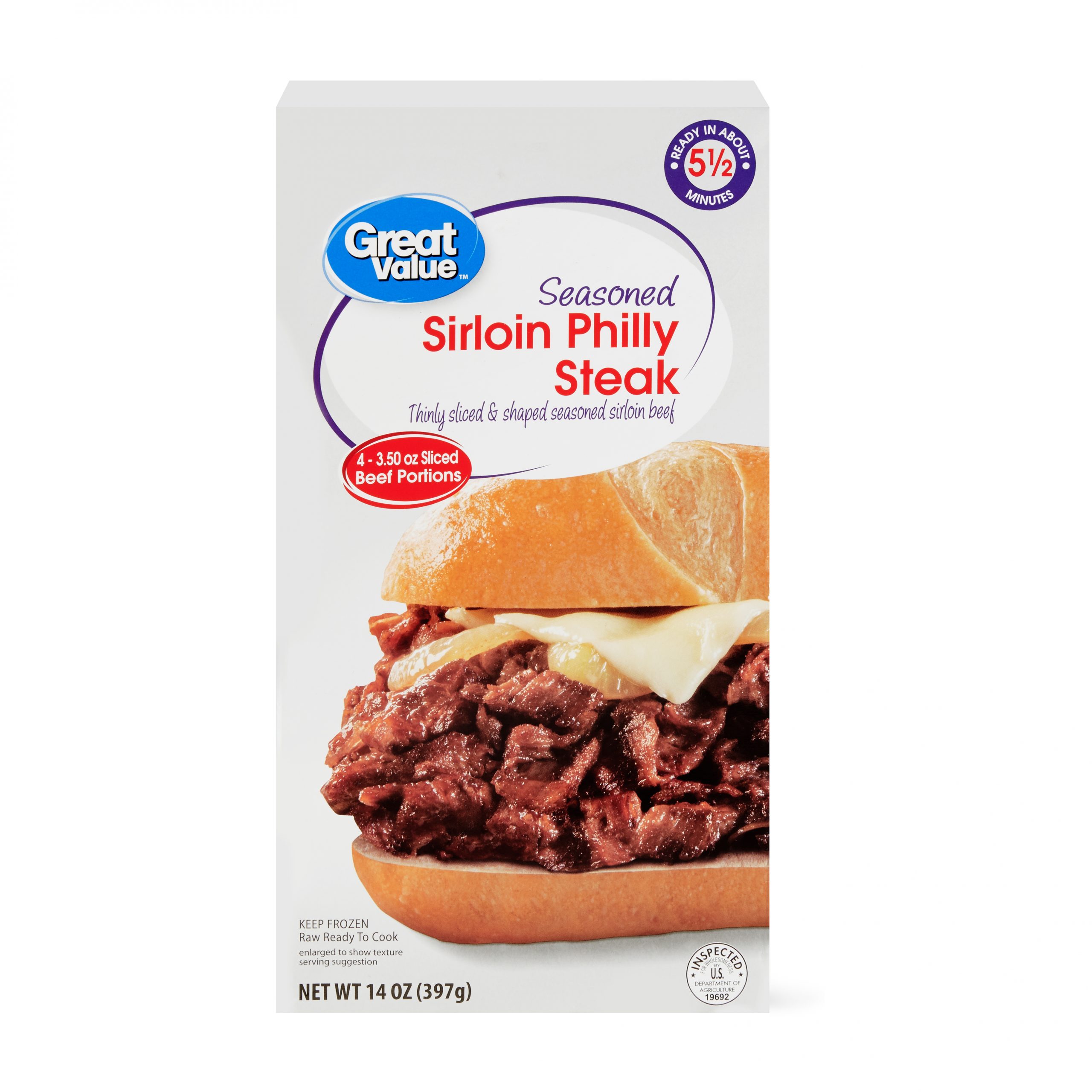 Great Value Seasoned Sirloin Philly Steak Frozen, 14 oz ...
