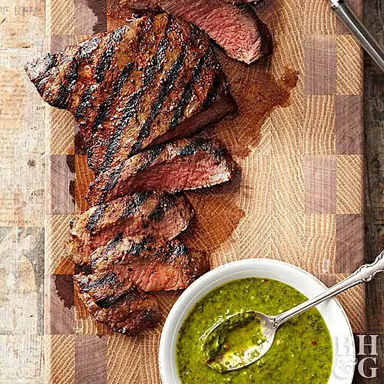 Grilled Flat Iron Steaks with Chimichurri