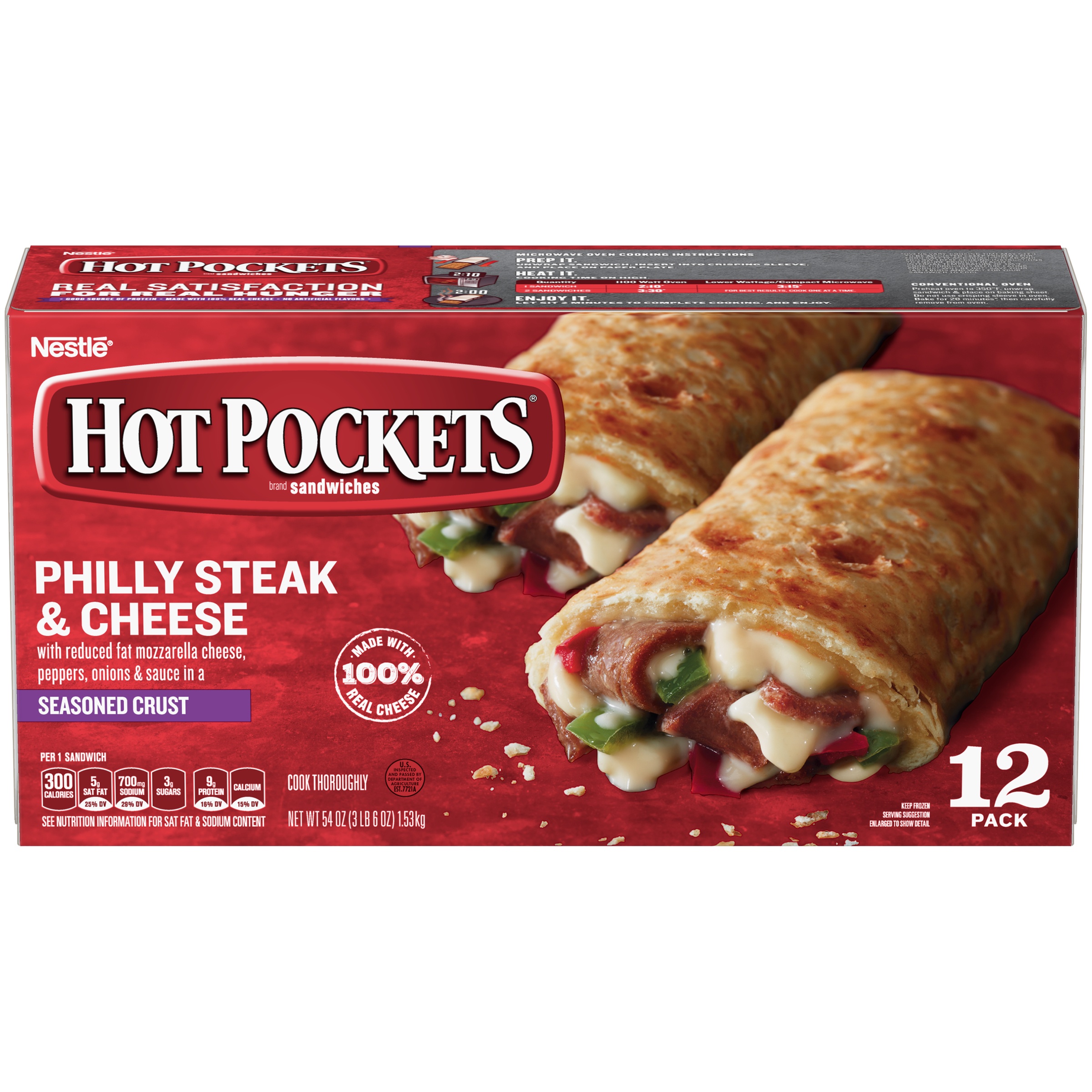 HOT POCKETS Philly Steak &  Cheese Frozen Sandwiches 12 ct. Box
