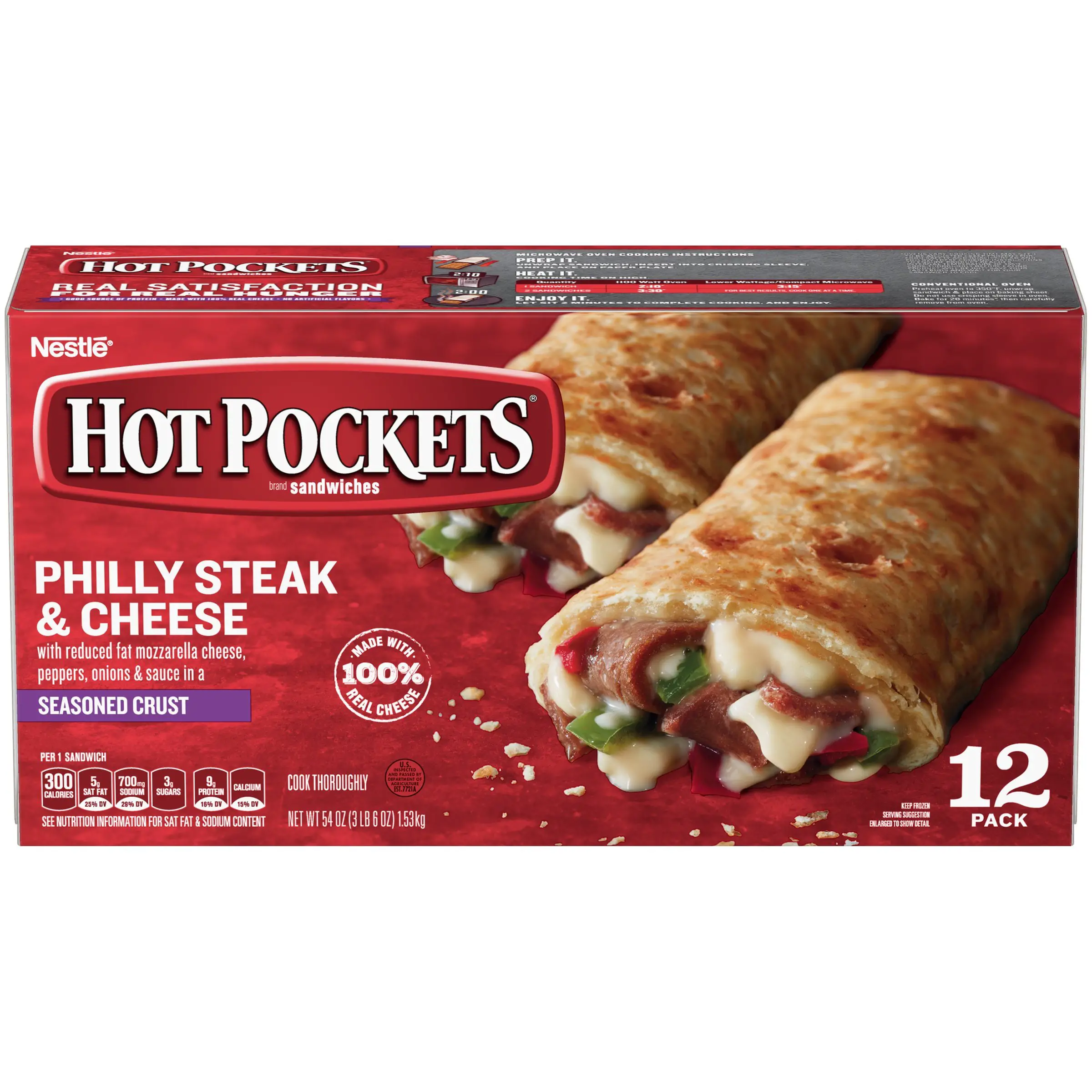 HOT POCKETS Philly Steak &  Cheese Frozen Sandwiches 12 ct ...