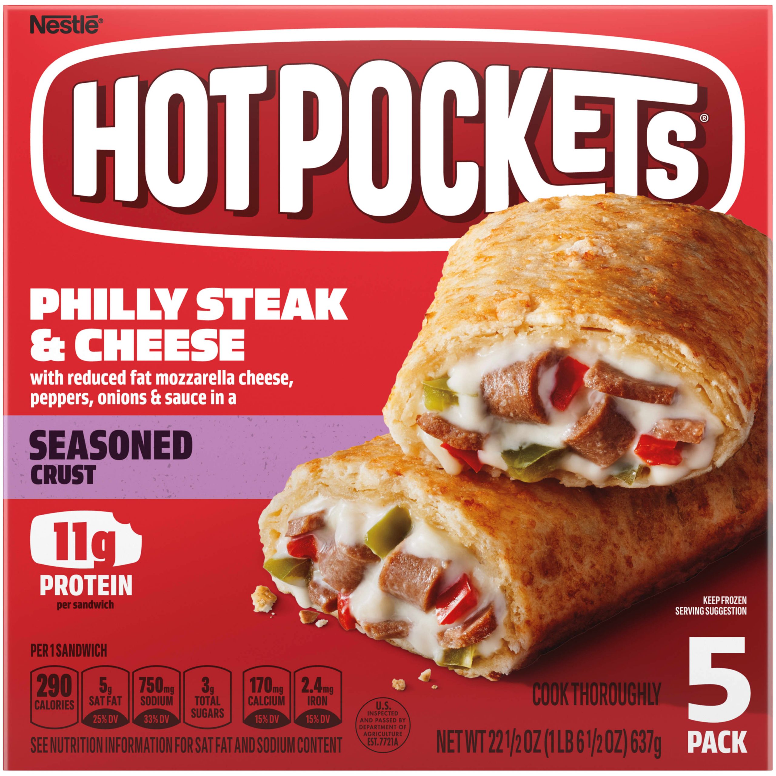 Hot Pockets Philly Steak &  Cheese Seasoned Crust Frozen ...