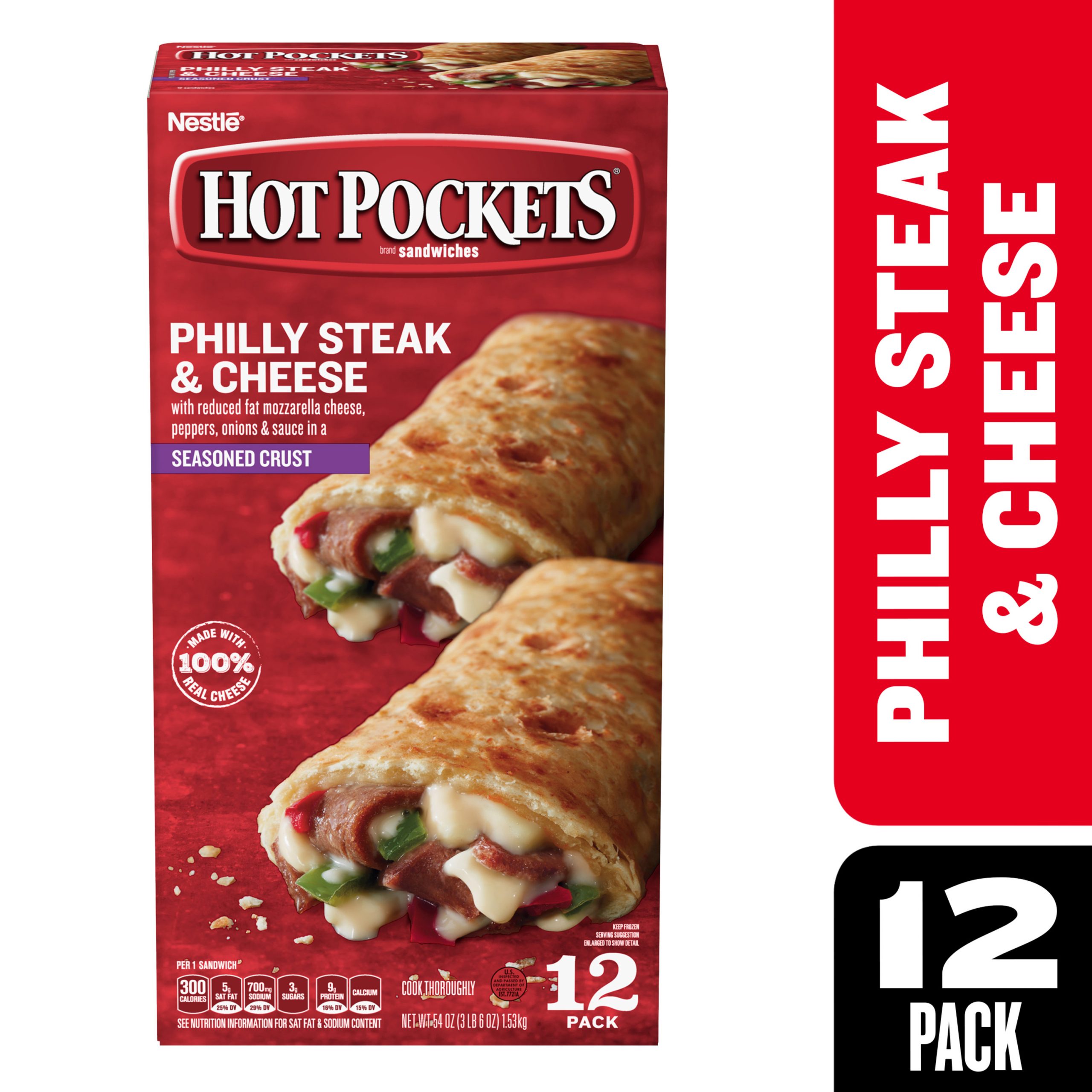 Hot Pockets Philly Steak &  Cheese Seasoned Crust Frozen Snacks 54 oz ...