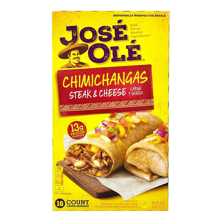 Jose Ole Steak &  Cheese Chimichangas, 80 Oz, Box Of 16 Chimichangas ...
