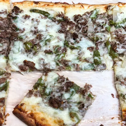 Philly Cheese Steak Pizza with Easy White Sauce  Catherine