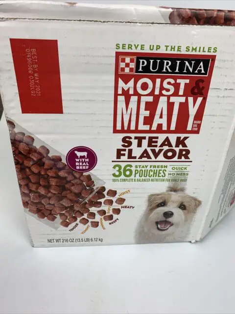 Purina Moist &  Meaty Wet Dog Food Steak Flavor 36 Pouch Ct ...