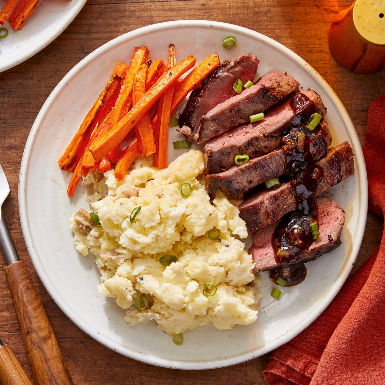 Recipe: Seared Steaks &  Mashed Potatoes with Roasted Carrots &  Homemade ...