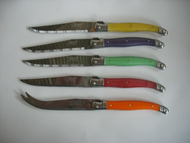 S/5 Laguiole Jean Dubost Vintage Steak Cheese Knives Made ...