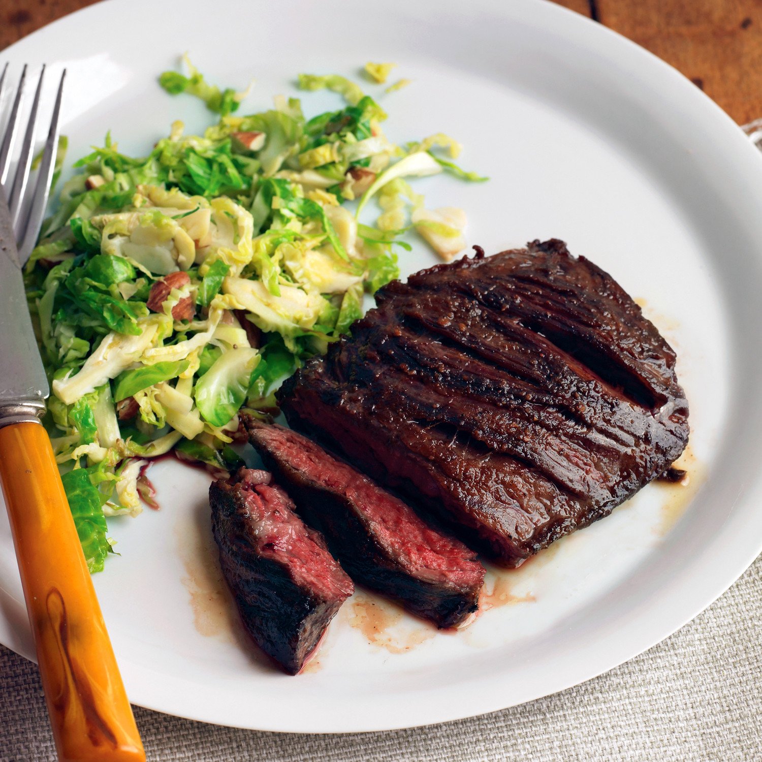 Seared Steak with Brussels Sprouts and Almonds