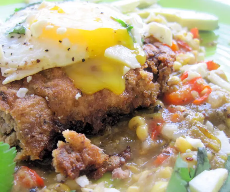 Southwest Chicken Fried Steak With Green Chili and Egg
