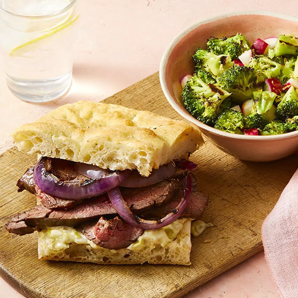 Steak Sandwiches with Grilled Broccoli