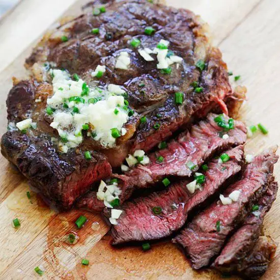 The juiciest and most tender steak with garlic chive butter. This steak ...
