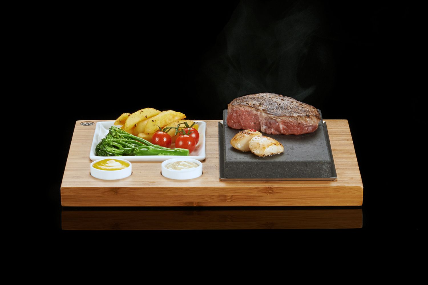 The SteakStones Steak, Sides &  Sauces Set with Rib