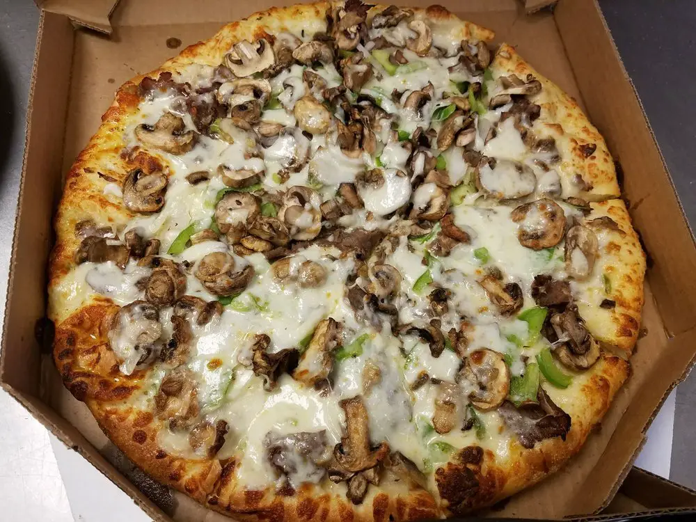This was a Philly cheese steak pizza with extra provolone ...