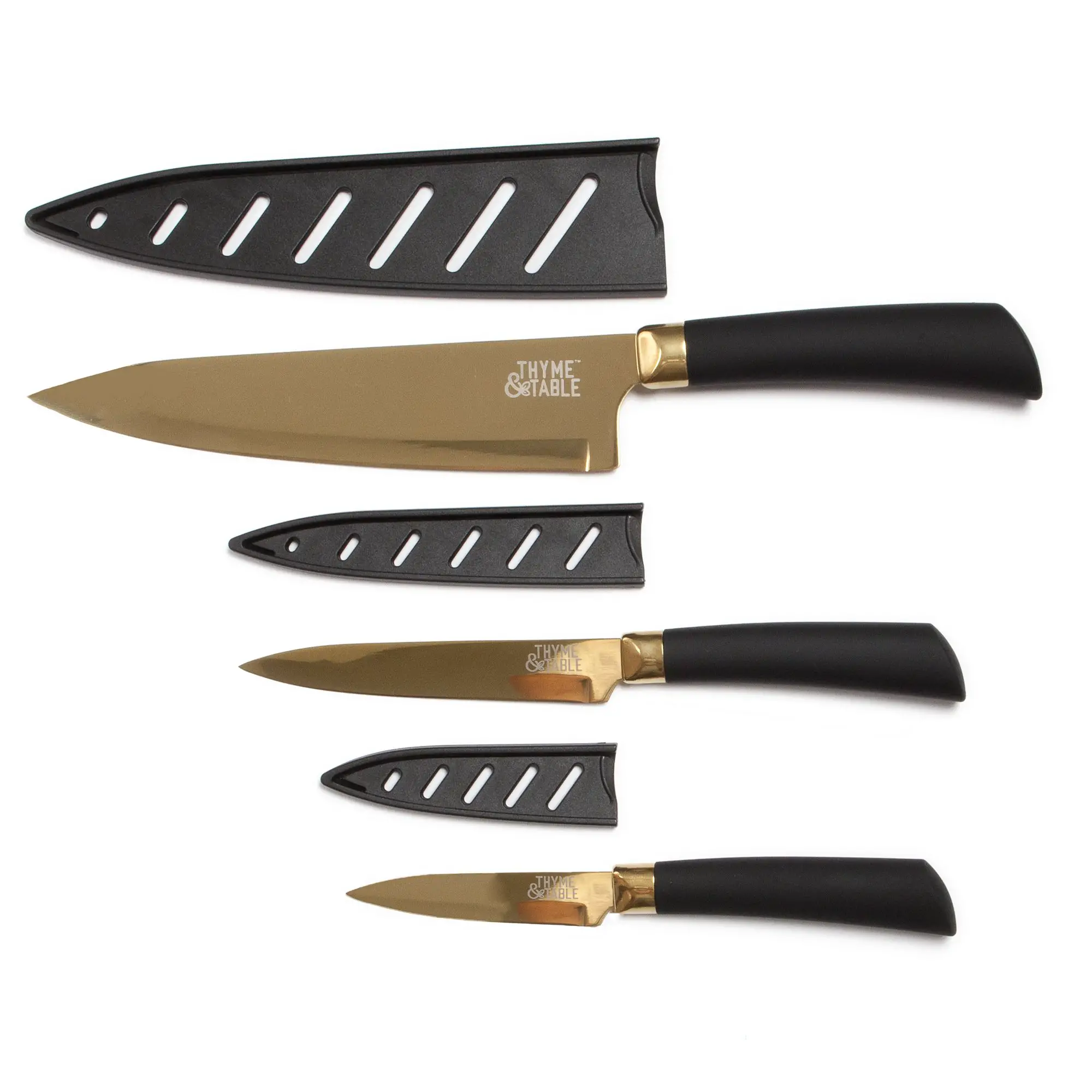 Thyme &  Table Gold Chef Knife Set, 3 Piece  Walmart ...
