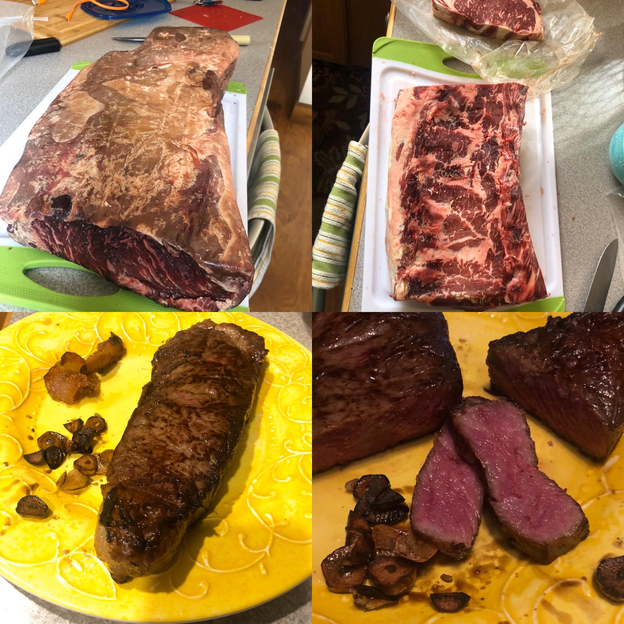 Trimmed and ate my first home dry age yesterday. 34 day prime strips ...