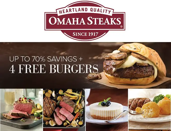 Up to 70% off Omaha Steaks + 4 Free Burgers