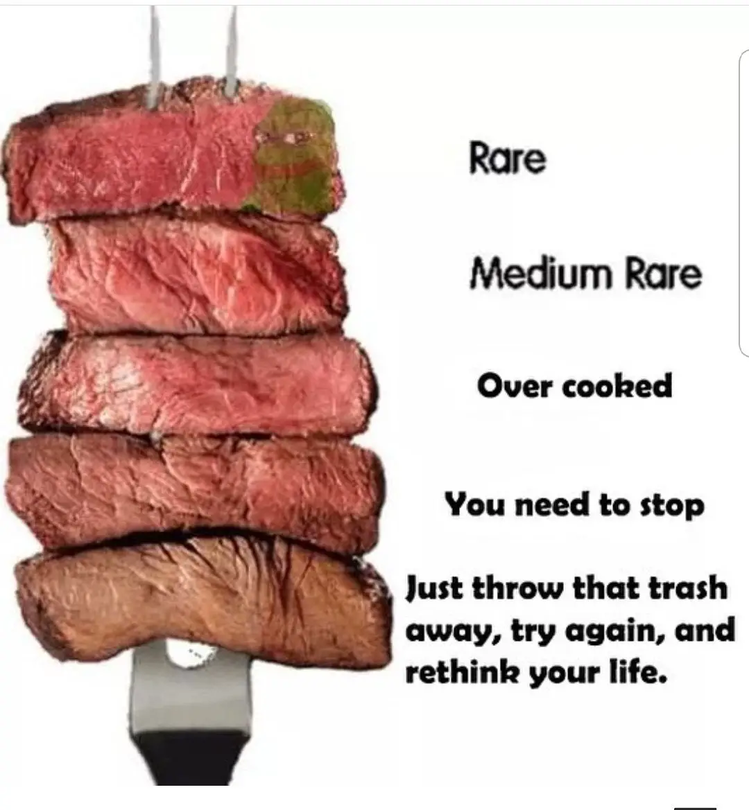 Well done steaks as well as the people that order them are worthless ...
