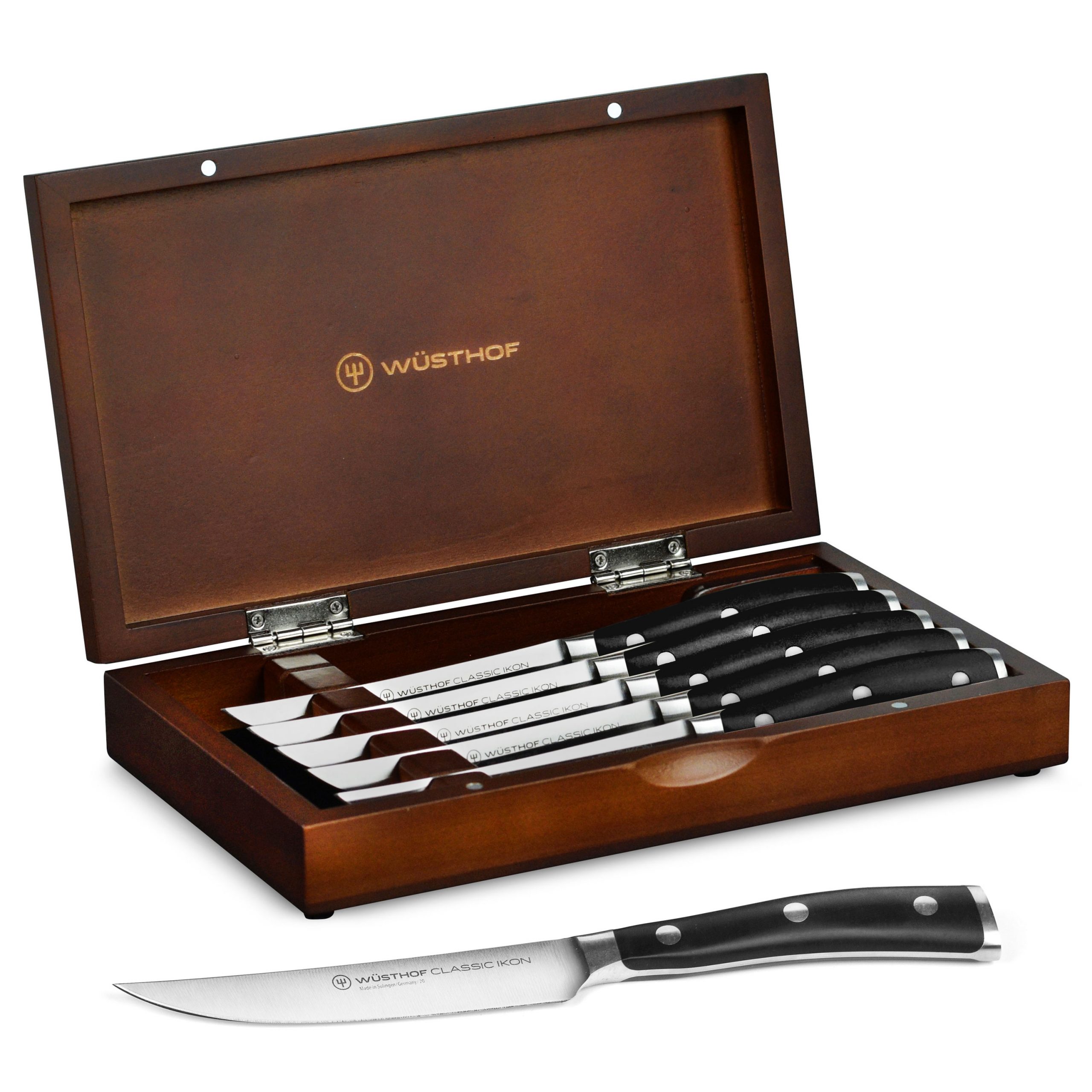 Wusthof Classic Ikon Steak Knife Set with Wood Case, 6 Piece