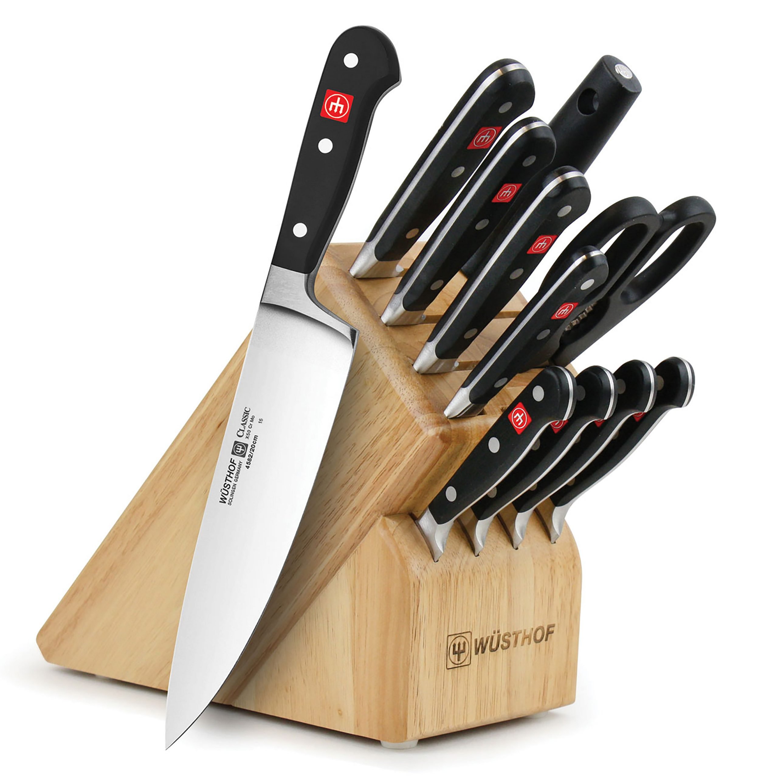 Wusthof Classic Knife Block Set with Forged Steak Knives, 12 Piece ...