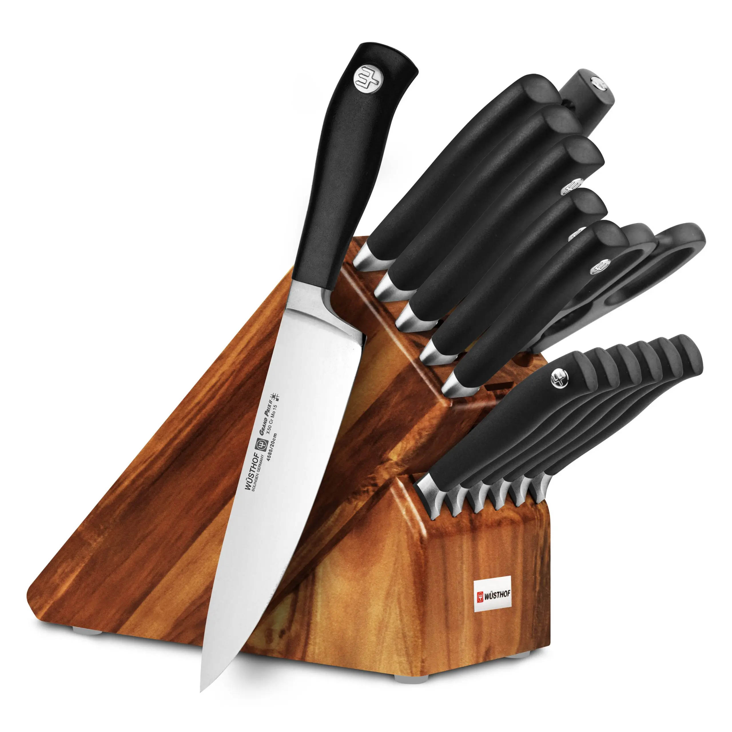 Wusthof Grand Prix II Knife Block Set with Forged Steak Knives, 15 ...