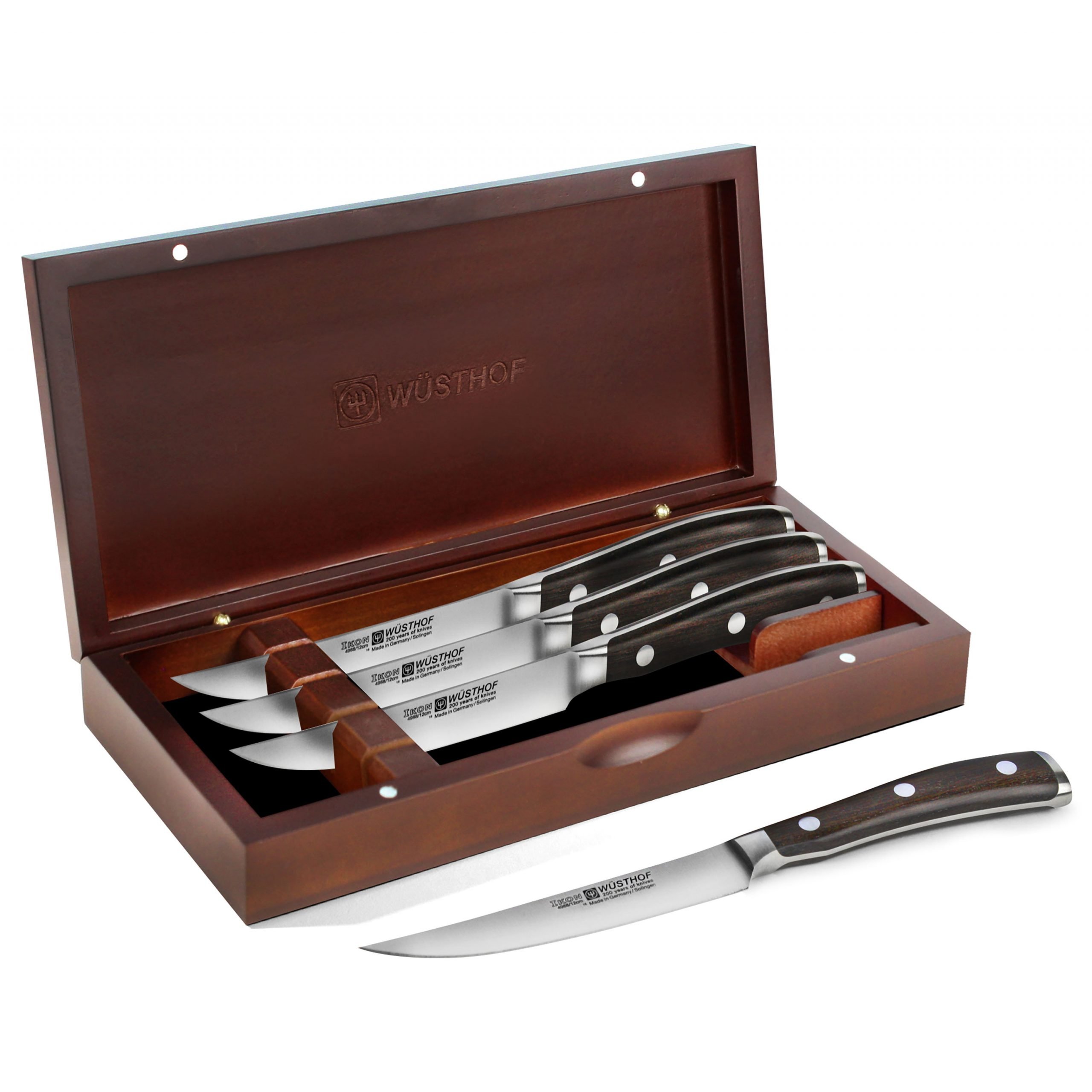 Wusthof Ikon Blackwood Steak Knife Set with Wood Case, 4 Piece ...